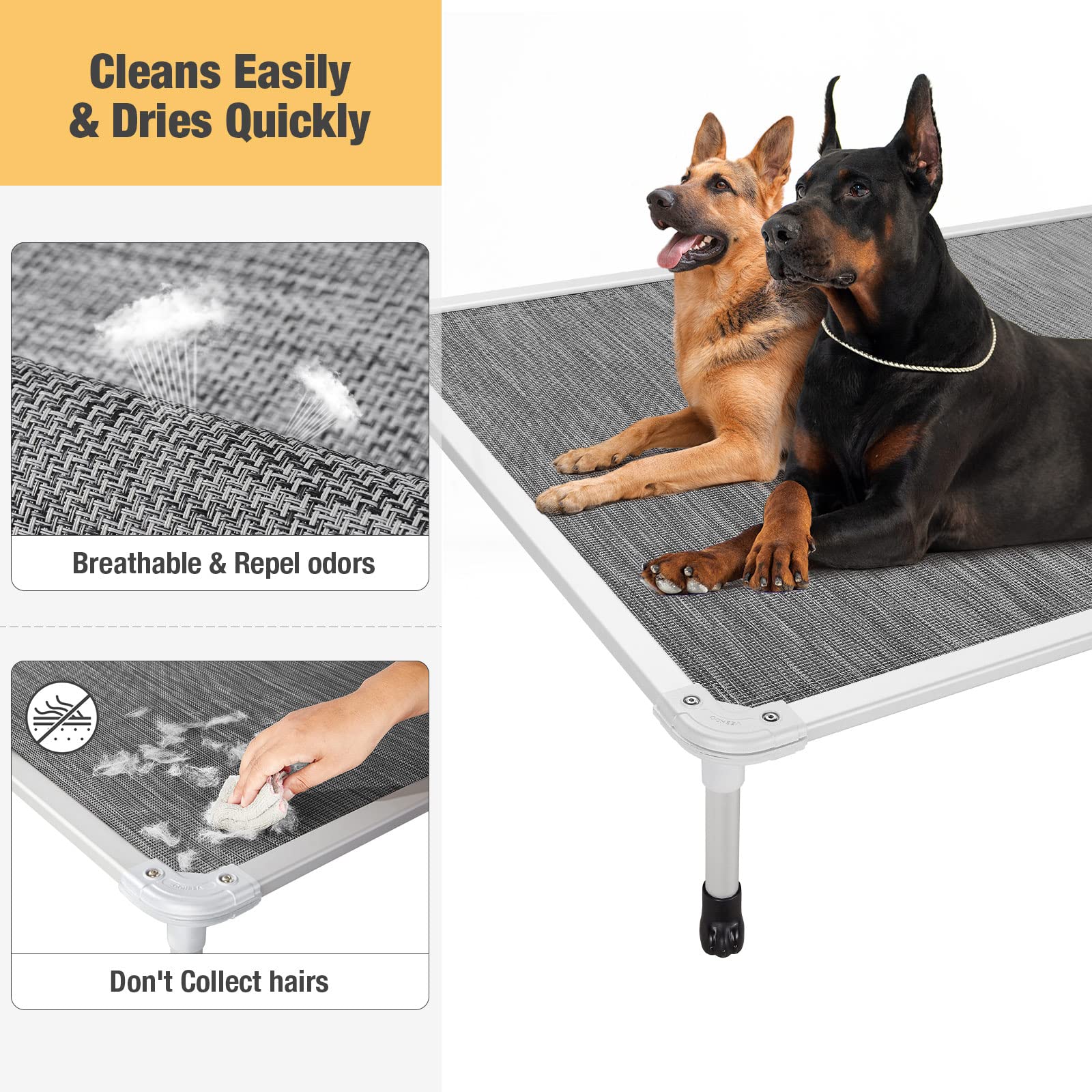 Veehoo Chew Proof Elevated Dog Bed outdoor-ready for patio or campsite lounging.