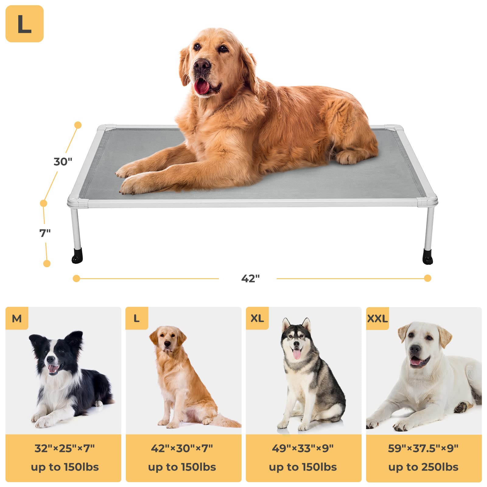 Veehoo chewproof elevated dog bed large-dog use-case proves 100-lb capacity for big breeds