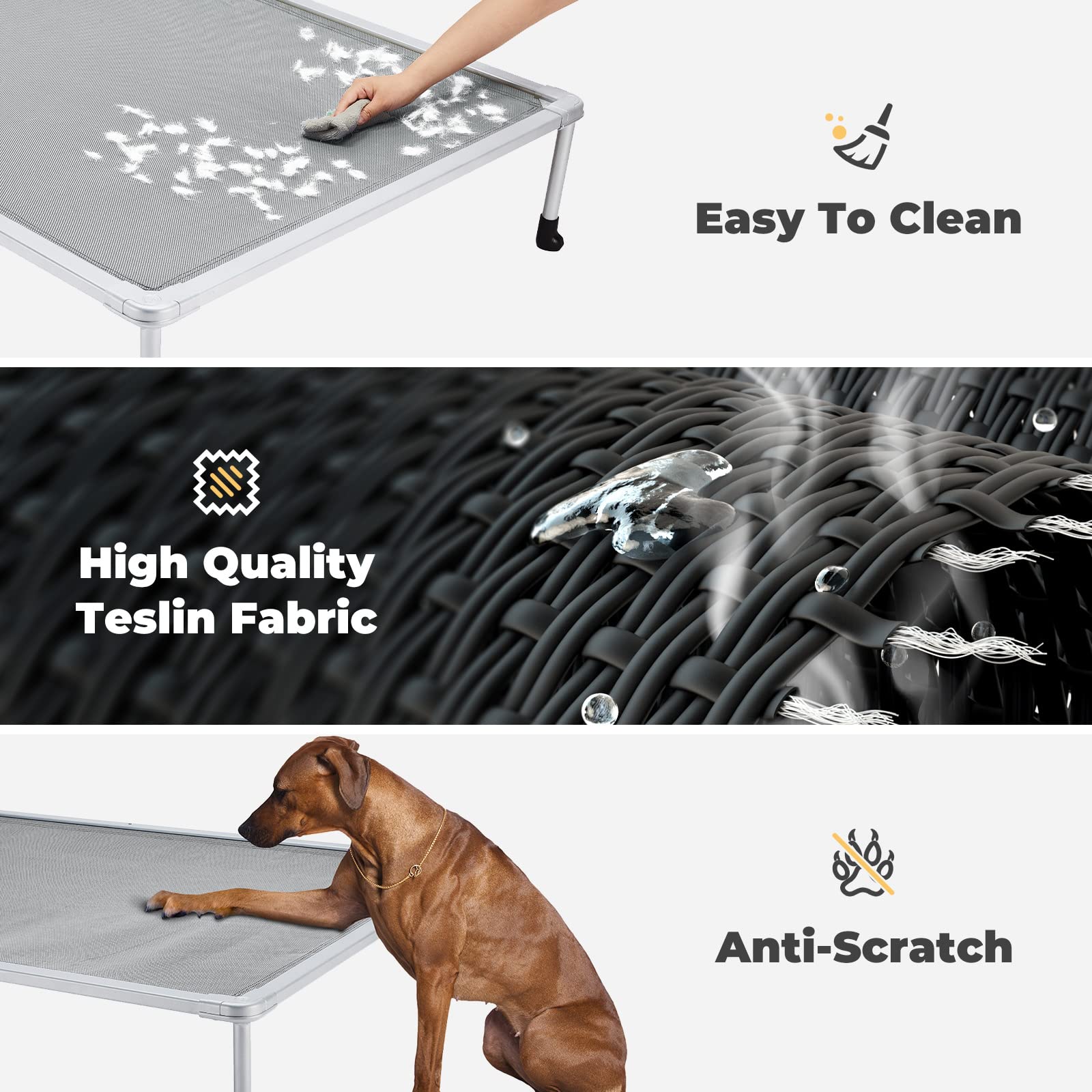 Veehoo chewproof elevated dog bed outdoor-use demonstrates easy portability for indoor-outdoor trips