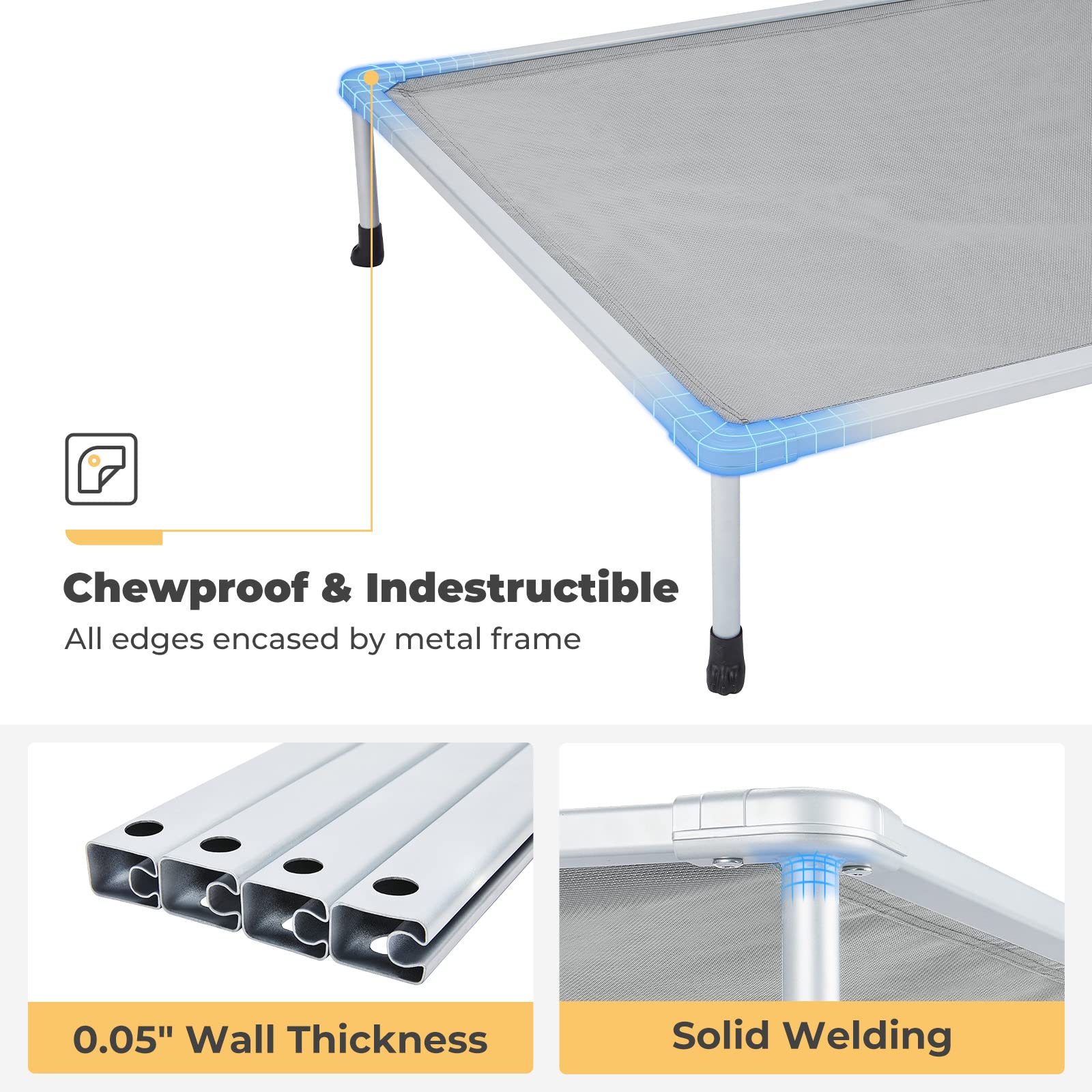 Veehoo chewproof elevated dog bed washable-material enables quick hose-down cleaning after play