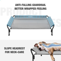 Veehoo guardrail close-up on elevated dog bed ensuring safety
