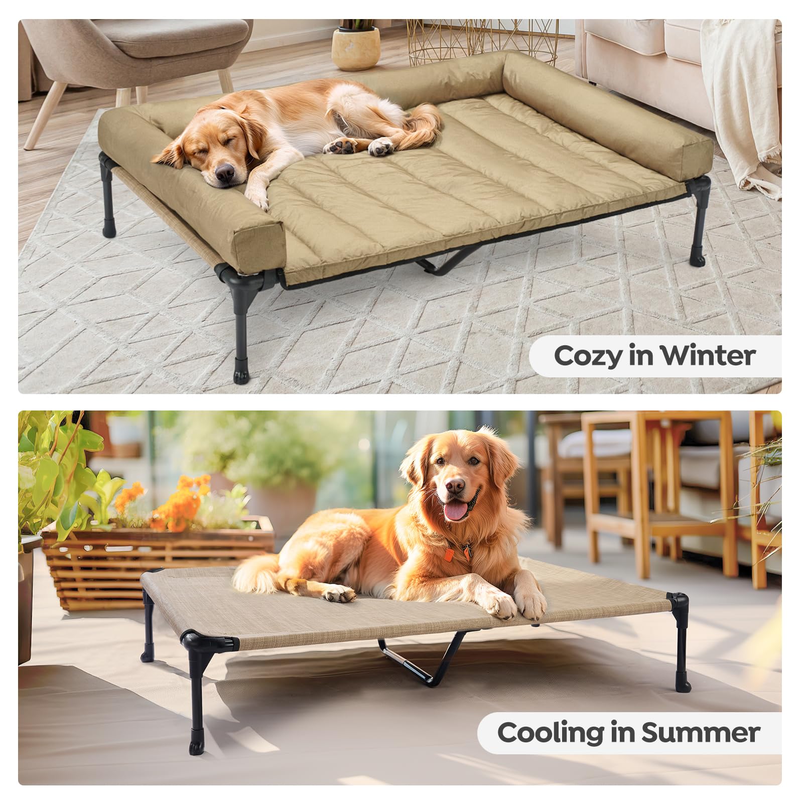Frame underside shows anti-slip feet for stable indoor and outdoor use.