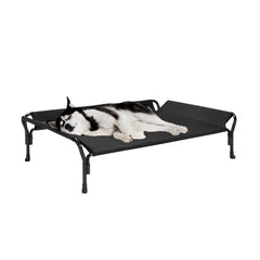 Veehoo Cooling Elevated Dog Bed front view shows breathable mesh for cooling comfort