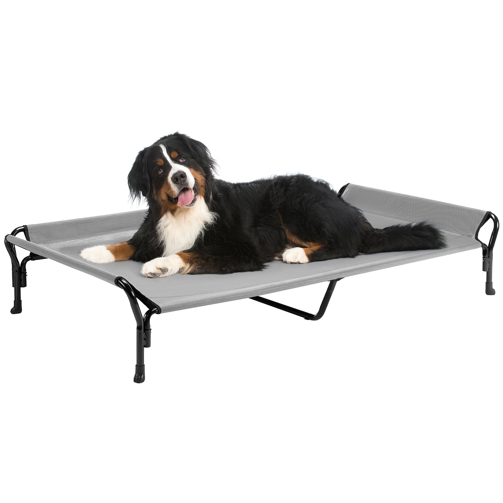 Veehoo cooling elevated dog bed with guardrail assembly for safe lounging.