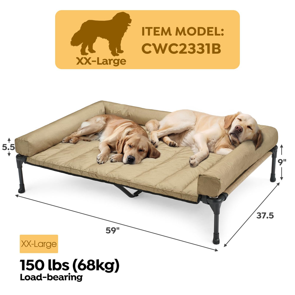 Veehoo bed with pillow-top bolster highlights neck support and secure fit.