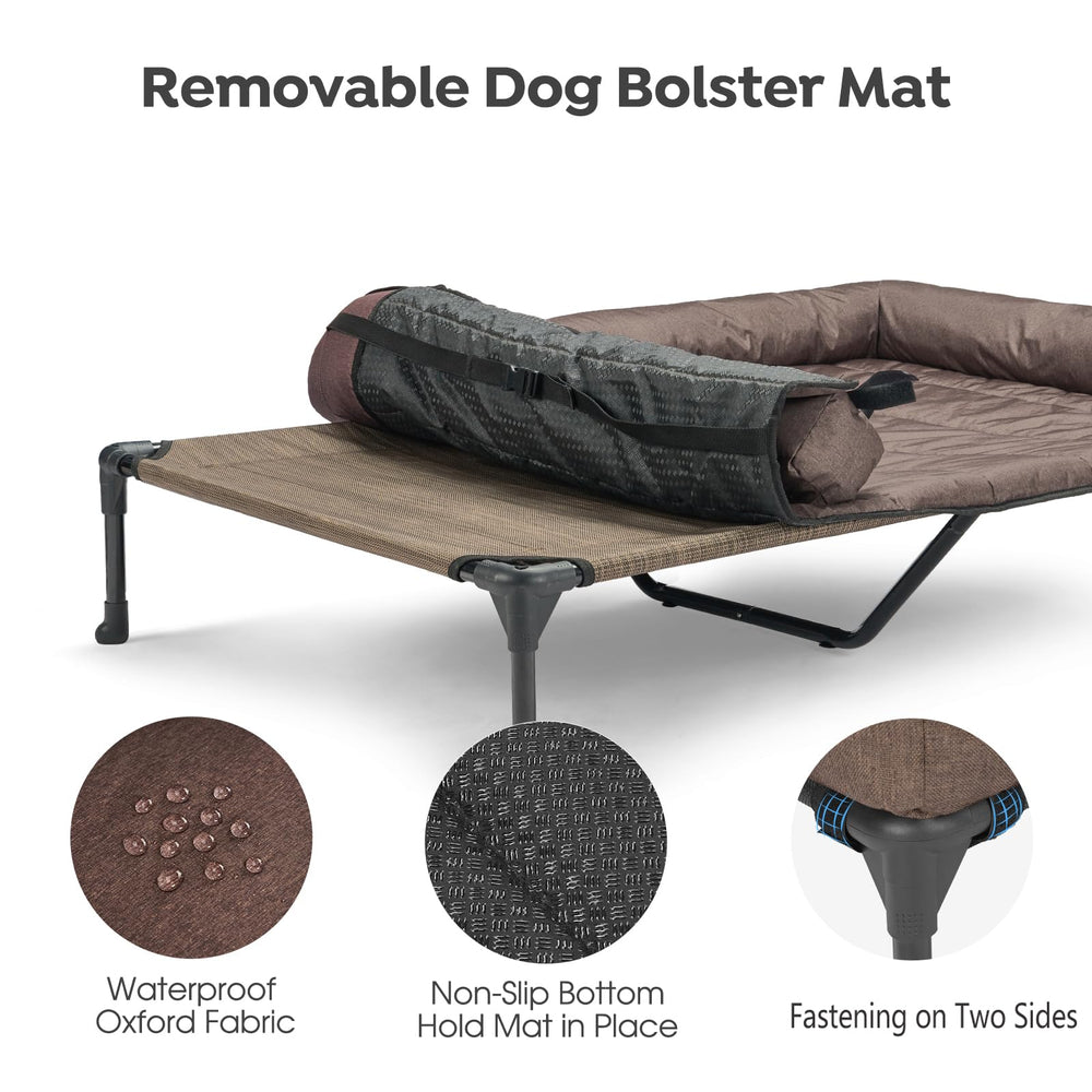 Veehoo cooling elevated dog bed XL frame close-up with powder-coated steel and mesh