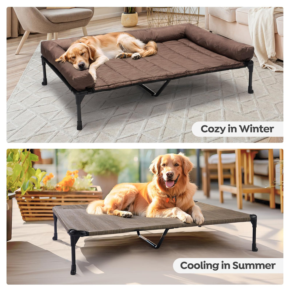 Veehoo cooling elevated dog bed XL tool-free snap-on assembly in action