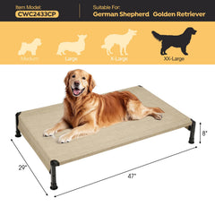 Veehoo cooling outdoor dog bed support hem closeup shows extra durability and edge support
