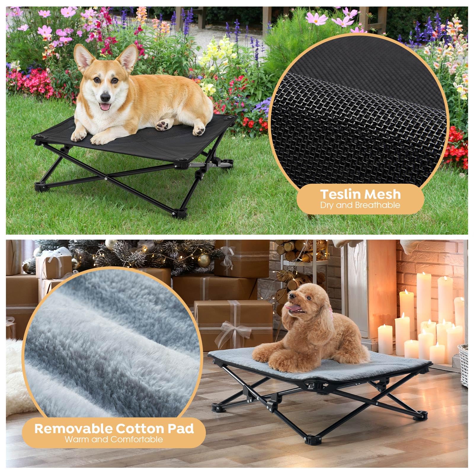 Veehoo cross-frame structure with anti-slip feet for secure rest