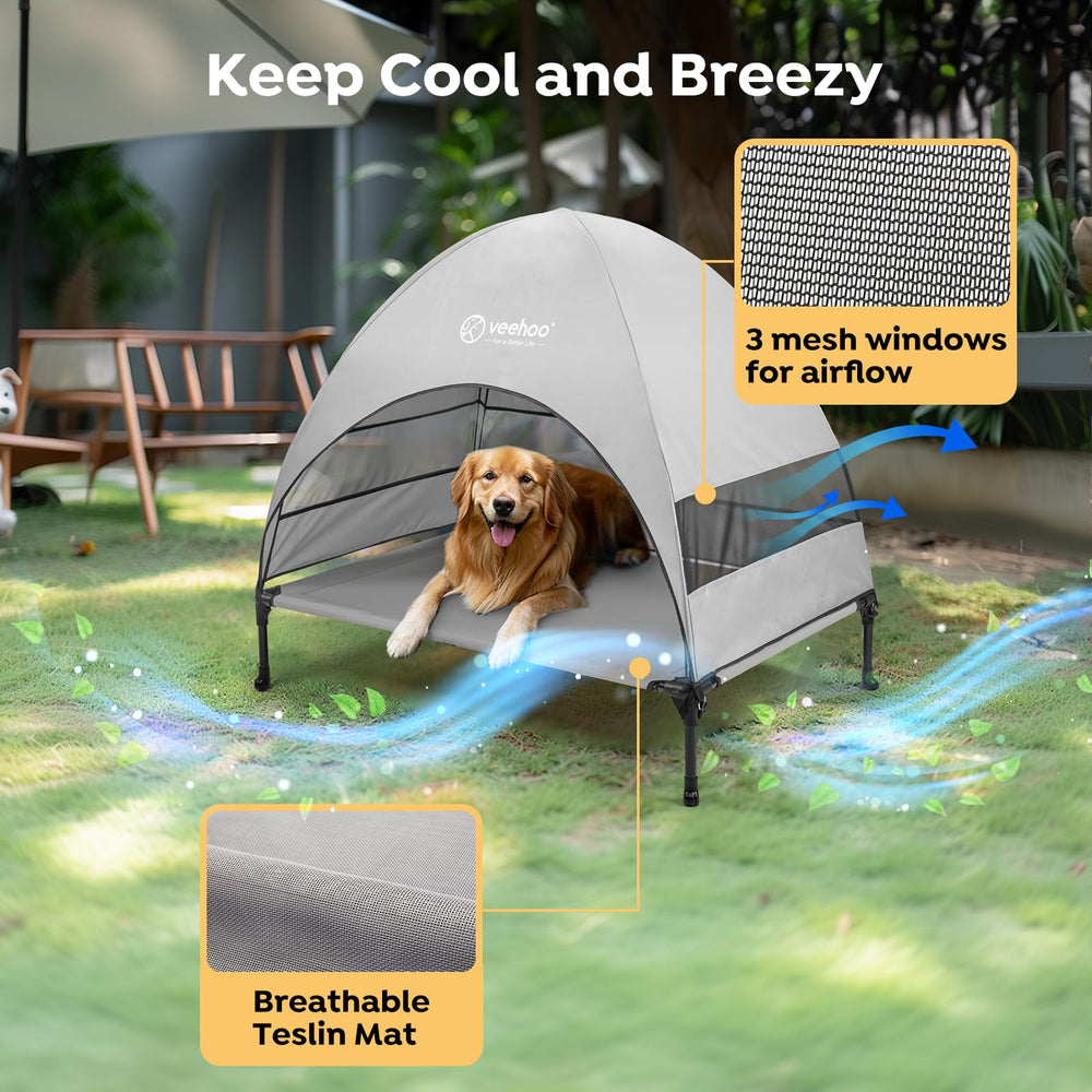 Veehoo canopy three-sides shade provides sun protection during outdoor use.