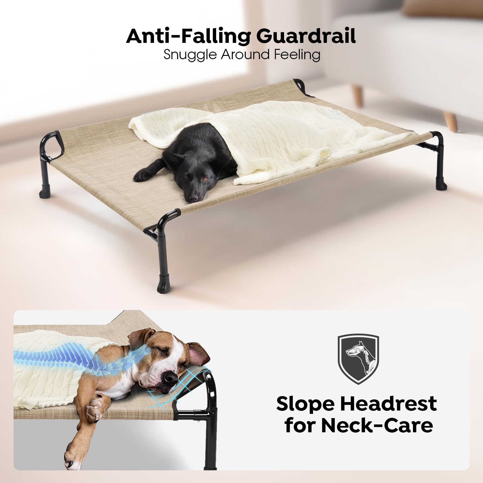 Veehoo dog bed with Teslin mesh promotes airflow and cooling.
