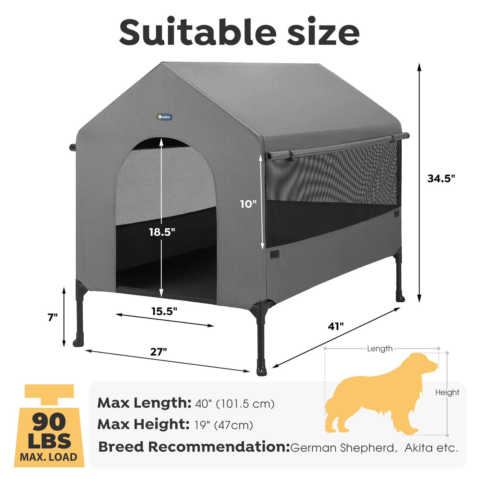 Veehoo powder-coated steel frame delivers durable support for outdoor use.