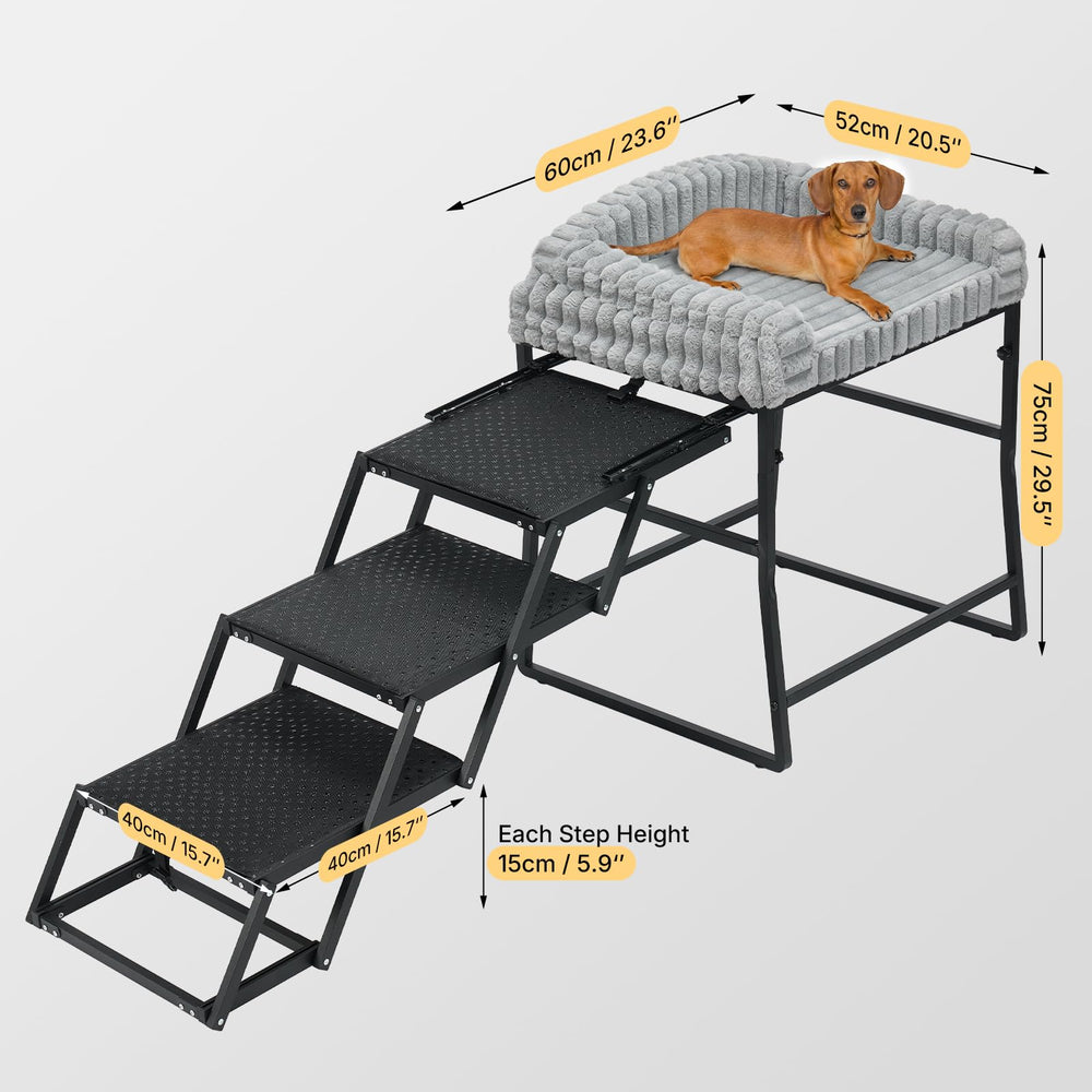 Veehoo easy-stow foldable stairs save space beside furniture