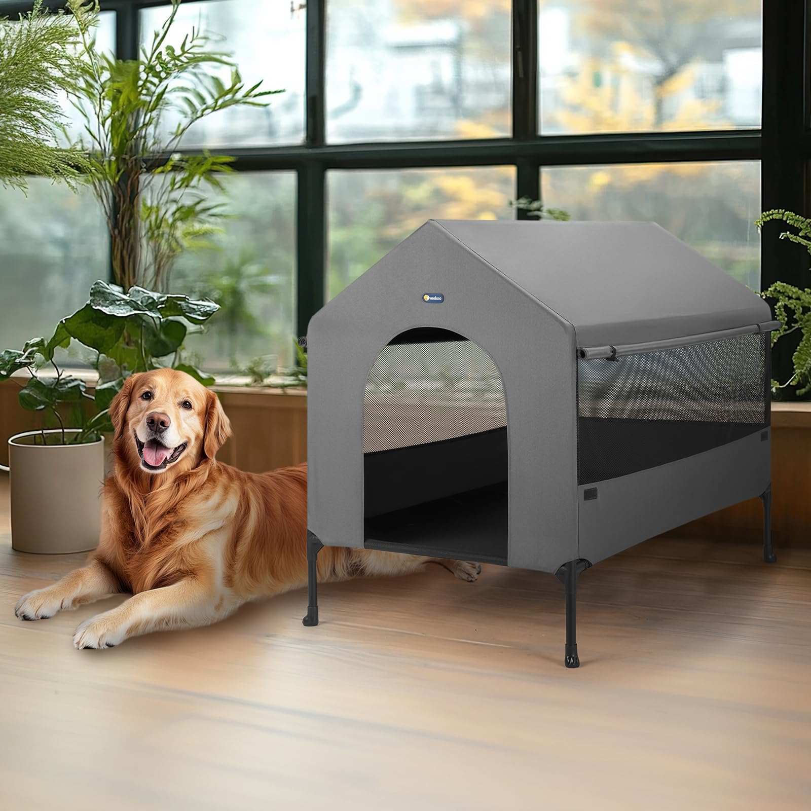 Veehoo tool-free setup simplifies assembly indoors or outdoors.