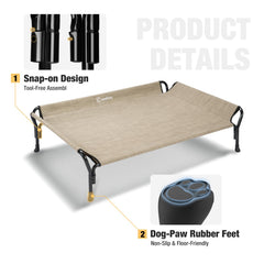 Veehoo elevated dog bed raises pets off ground to reduce joint pressure on hard floors.