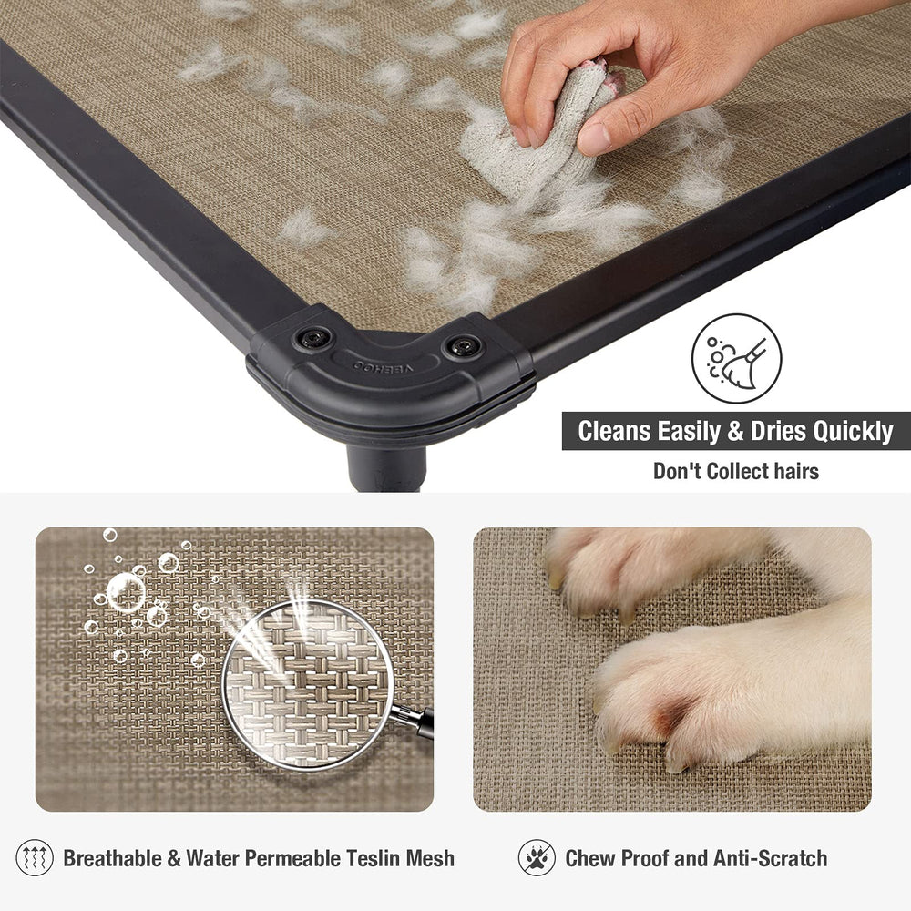 Veehoo elevated 9 inches off the ground reduces contact with dirt and moisture
