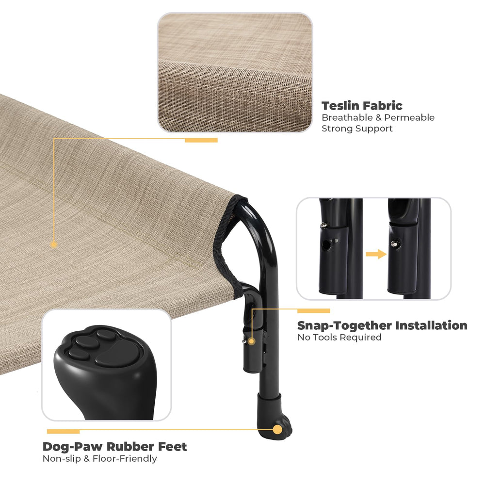 Veehoo elevated bed with anti-slip feet for safe placement indoors or outdoors