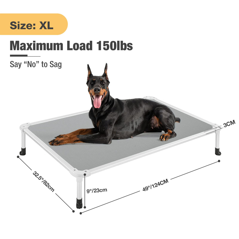 Veehoo assembled elevated dog bed demonstrates quick setup for outdoor use