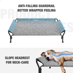 Veehoo elevated bed showing slope headrest for ergonomic resting comfort.