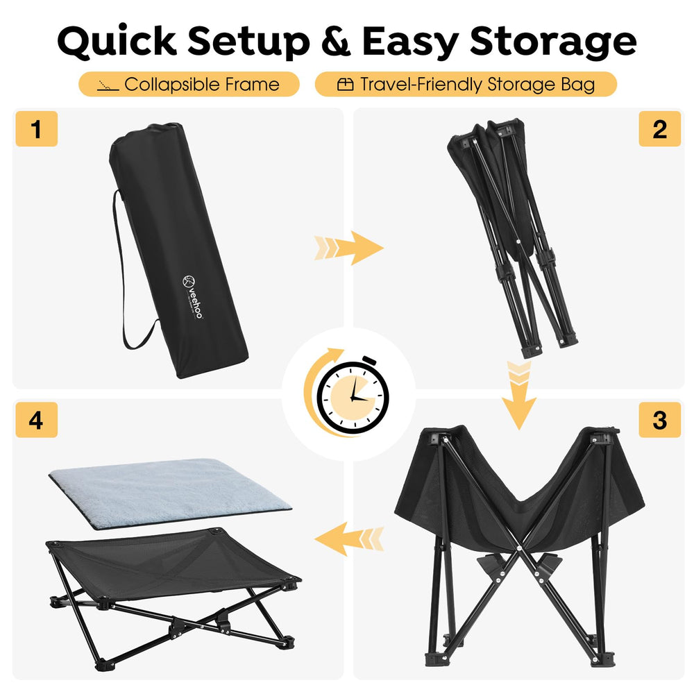 Veehoo ground stakes secure the cot on outdoor ground