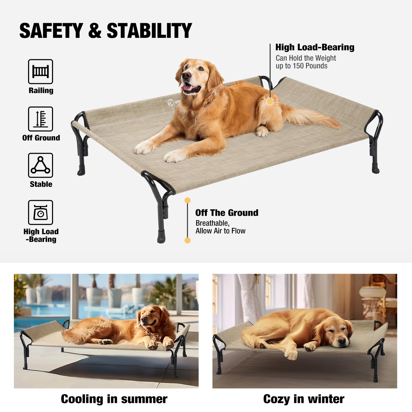 Veehoo indoor-outdoor design makes care-free use in living rooms or patios.