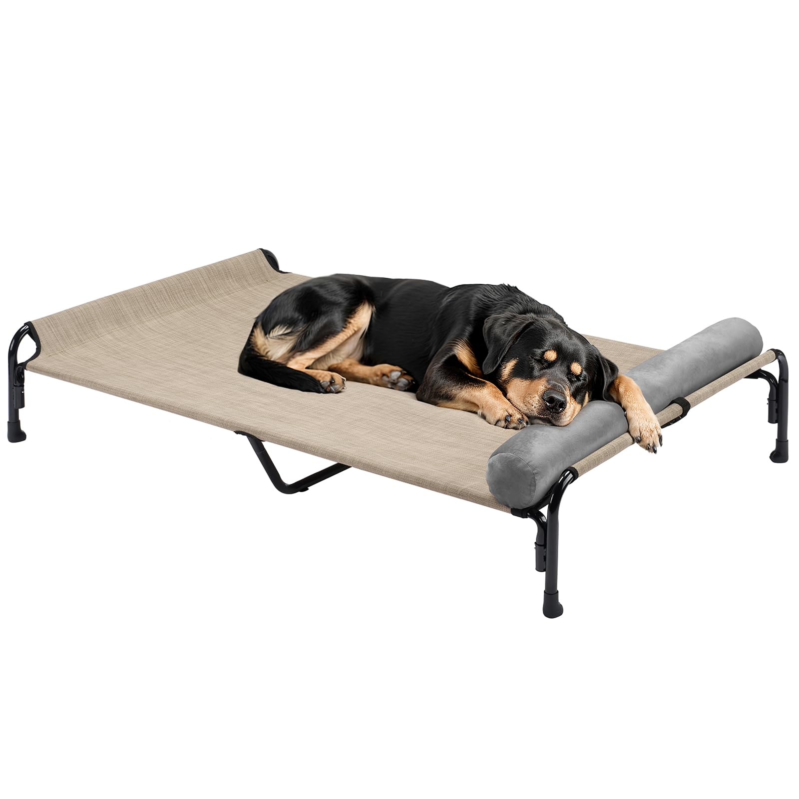 Veehoo large elevated dog bed assembled with steel frame and breathable mesh for cooler naps