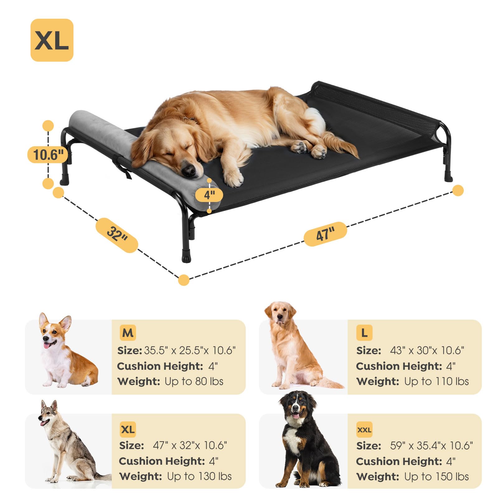 Veehoo outdoor-ready elevated cot ideal for patios and camping.