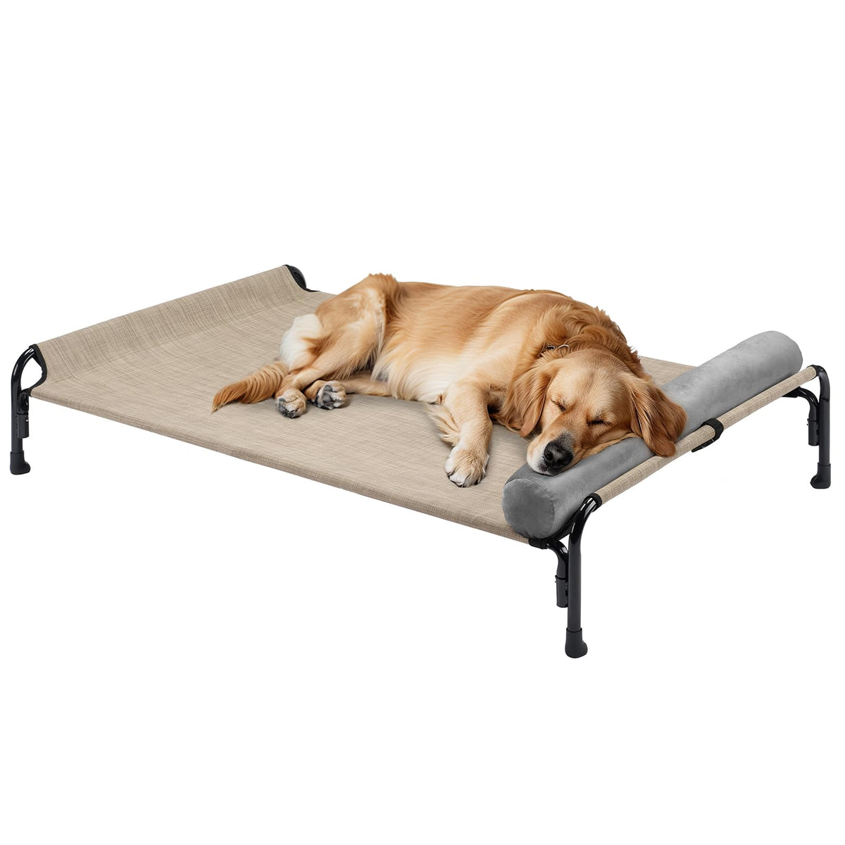 Veehoo Large Elevated Bed setup shows airflow and dry sleeping.
