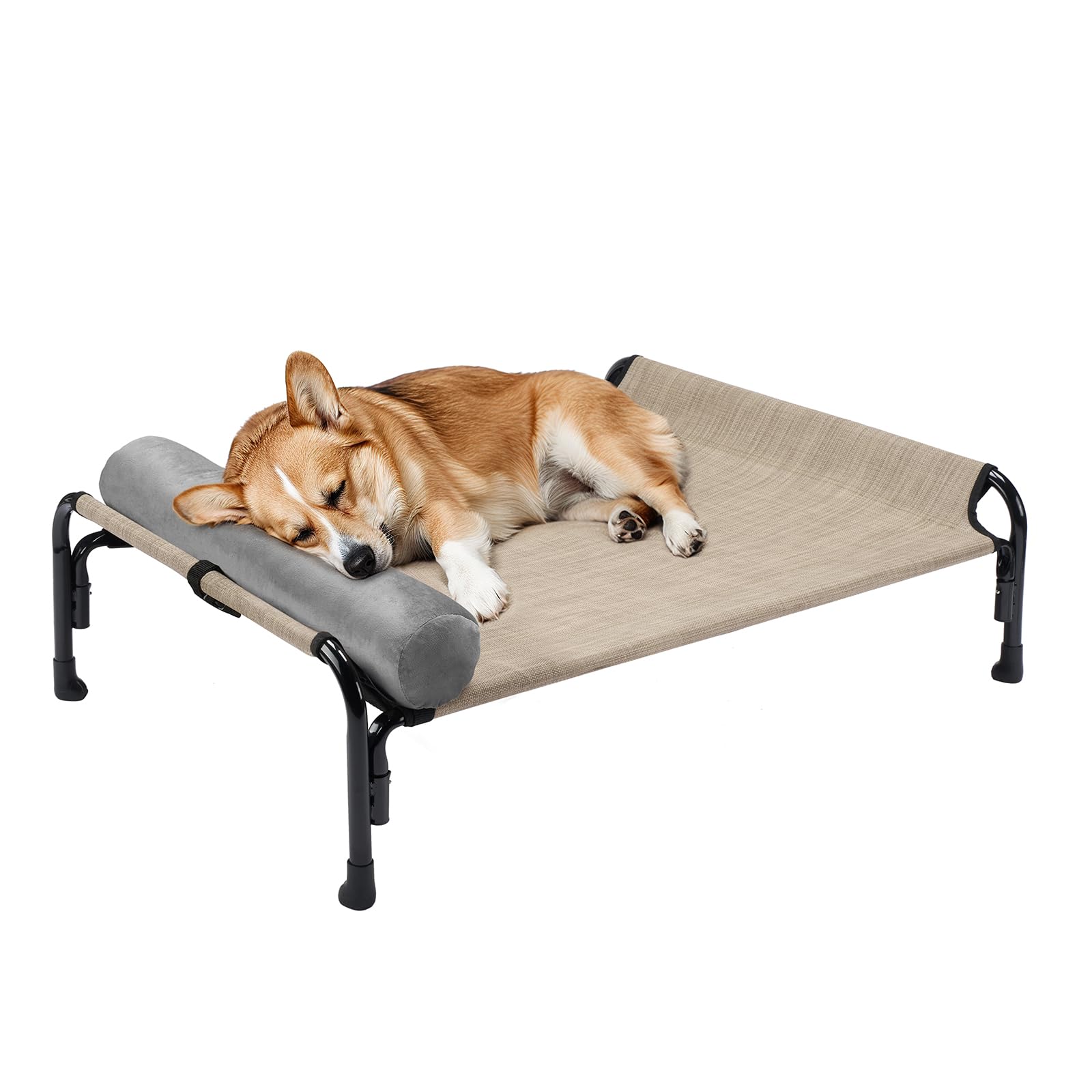 Veehoo medium elevated dog bed frame ready for outdoor lounging and durability.