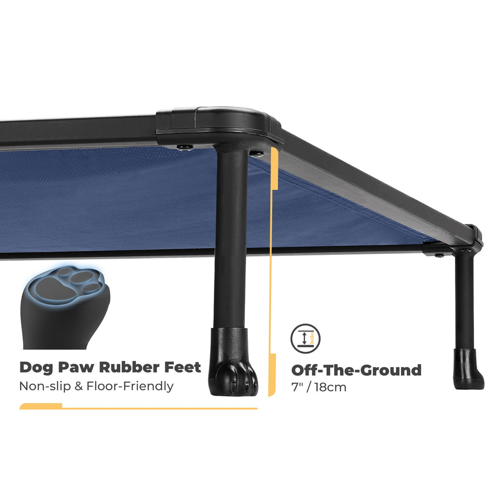Veehoo metal frame dog cot shows durable chew-proof edges for lasting use.