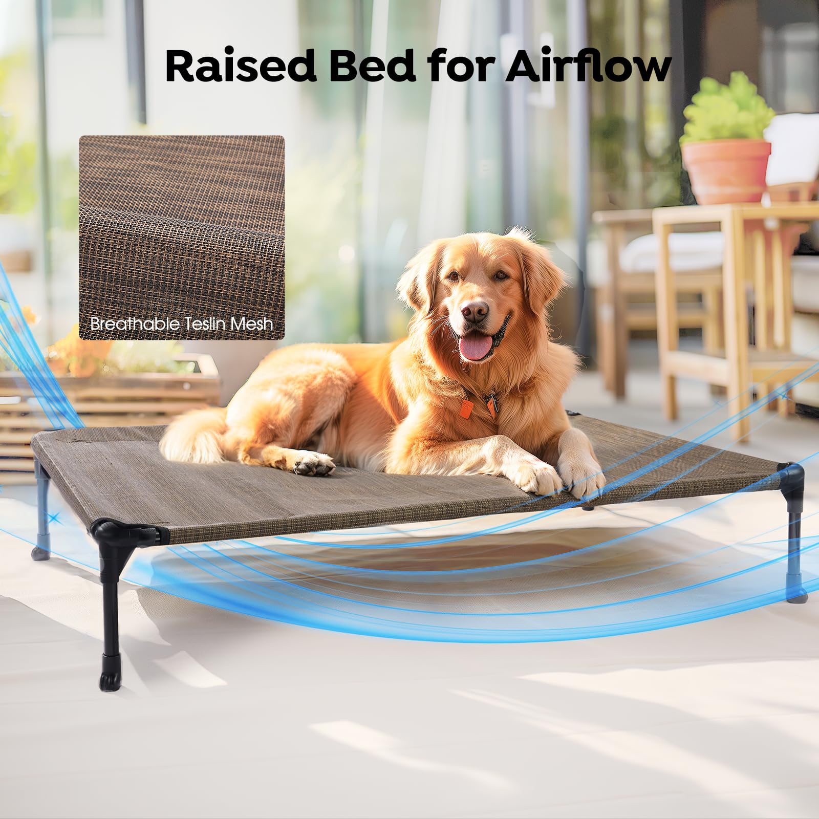 Veehoo non-slip feet keep the bed in place during indoor or outdoor use.