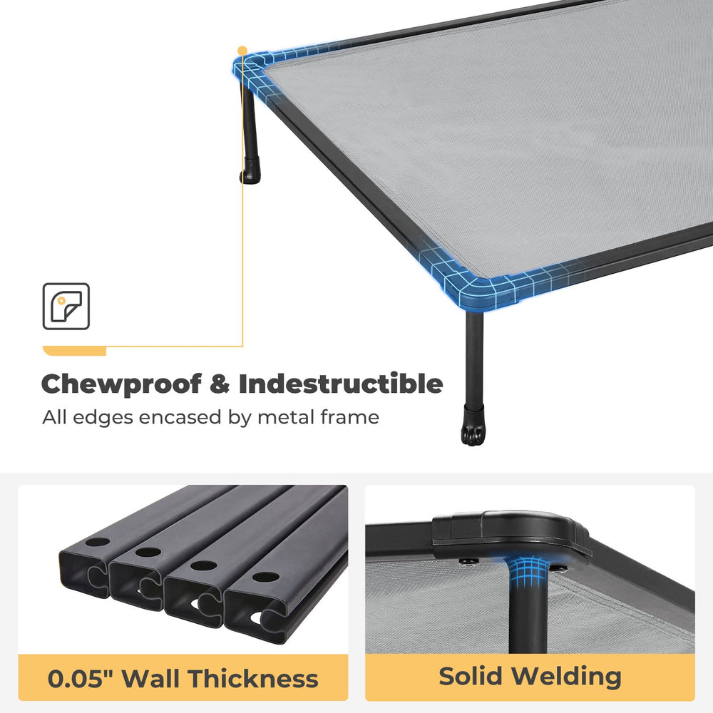 Veehoo elevated bed features non-slip rubber feet for stable placement