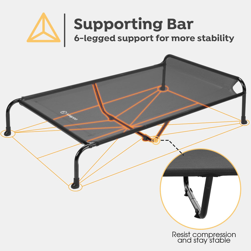 Veehoo Original elevated dog cot bed anti-slip feet keep the cot steady