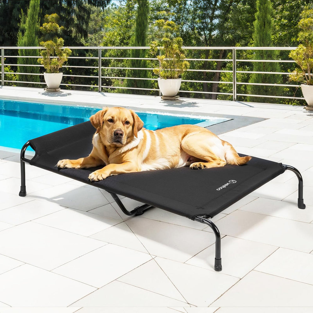 Veehoo Original elevated dog cot bed dog resting on elevated breathable surface
