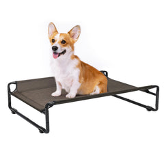 Veehoo bed frame with a durable powder-coated steel build for outdoor use.