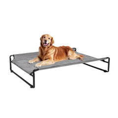 Veehoo Original Outdoor Elevated Dog Bed front view shows a sturdy frame for large dogs.