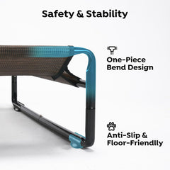 Veehoo bed anti-slip feet help stabilize the surface.