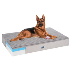 Veehoo orthopedic memory foam bed side view shows generous 52x36x7 support for large dogs
