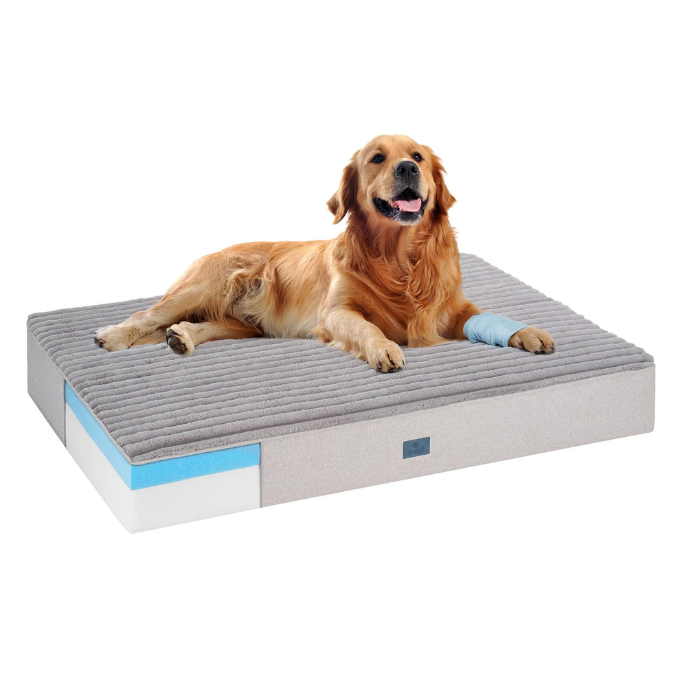 Veehoo orthopedic memory-foam bed top view emphasizes joint-supporting comfort.