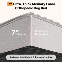 Veehoo orthopedic memory foam bed ultra-soft fur top for cozy, comforting sleep