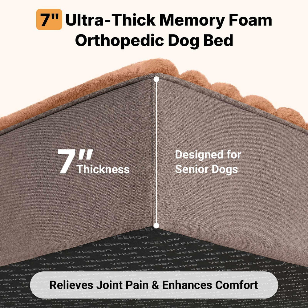 Veehoo memory foam bed showing 7-inch thick support for joints.