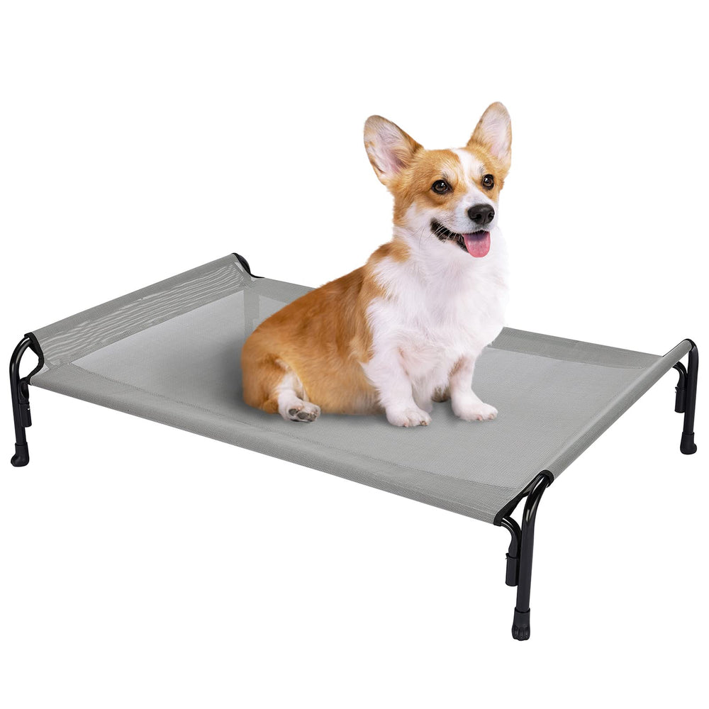 Veehoo outdoor elevated dog bed assembly for quick setup and raised comfort
