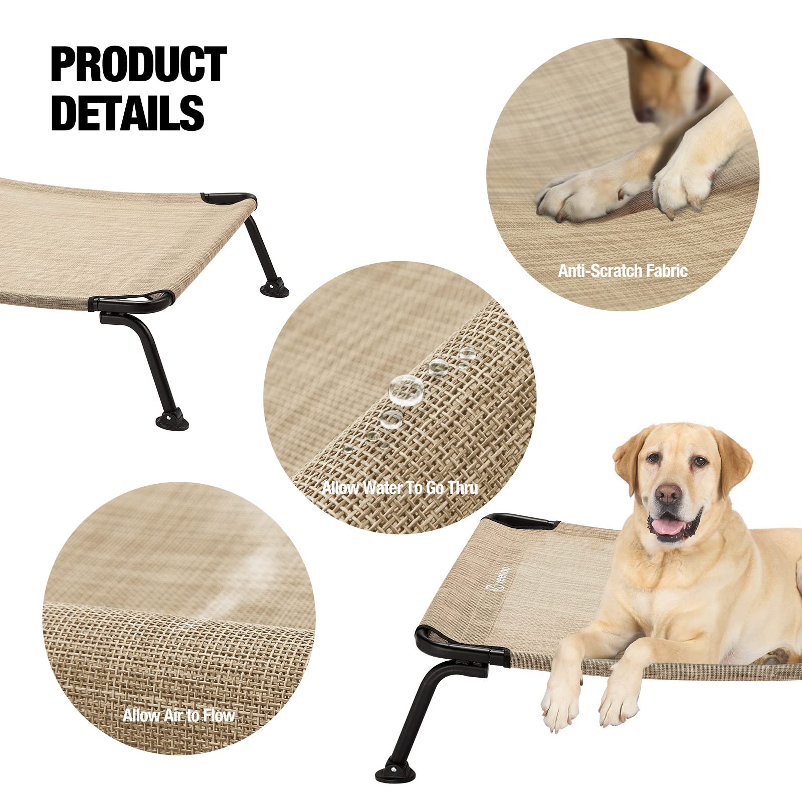 Veehoo portable raised dog bed being carried for camping trips, showcasing travel-friendly design.