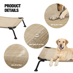 Veehoo portable raised dog bed being carried for camping trips, showcasing travel-friendly design.