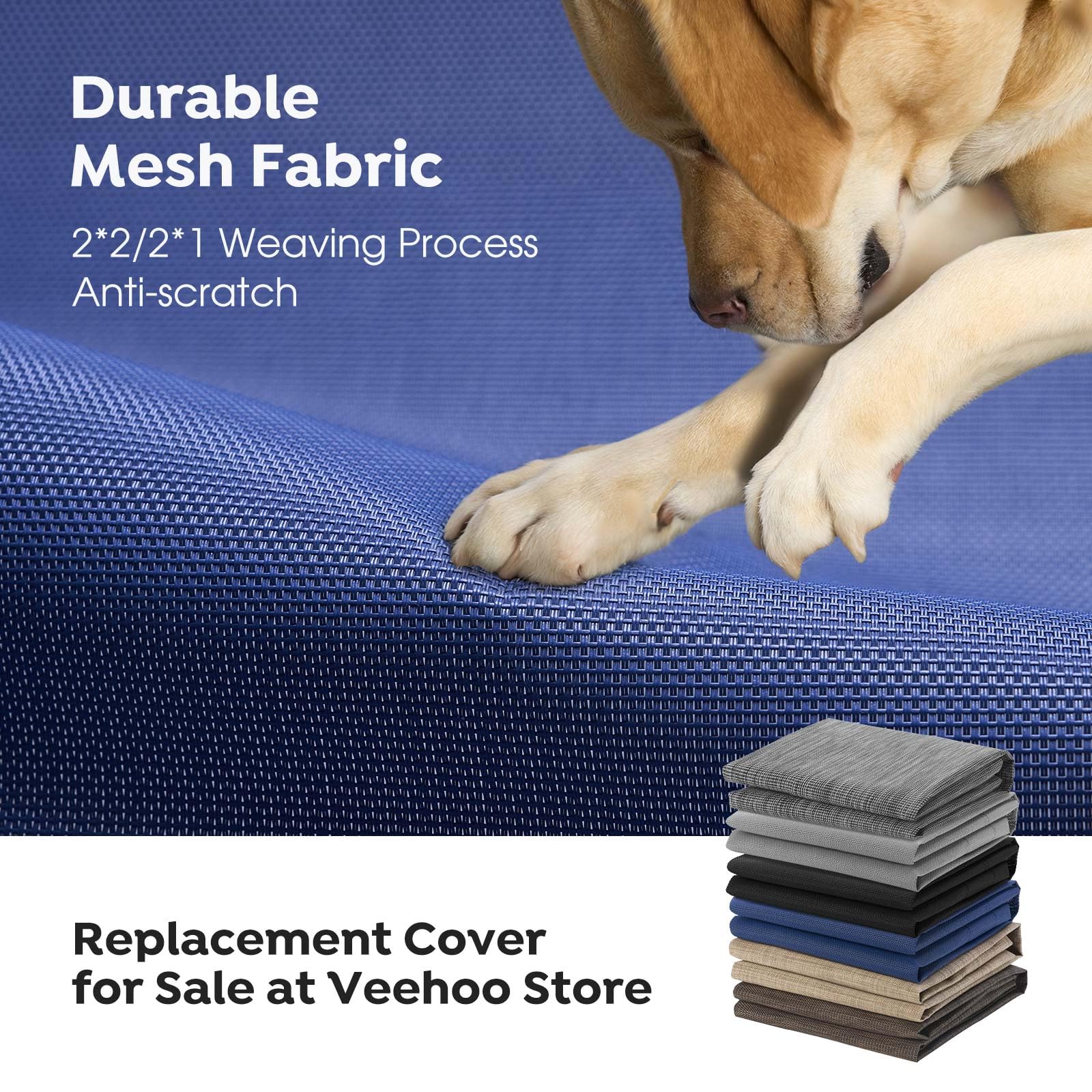 Veehoo outdoor elevated dog bed blue supports small dogs with a cozy resting platform