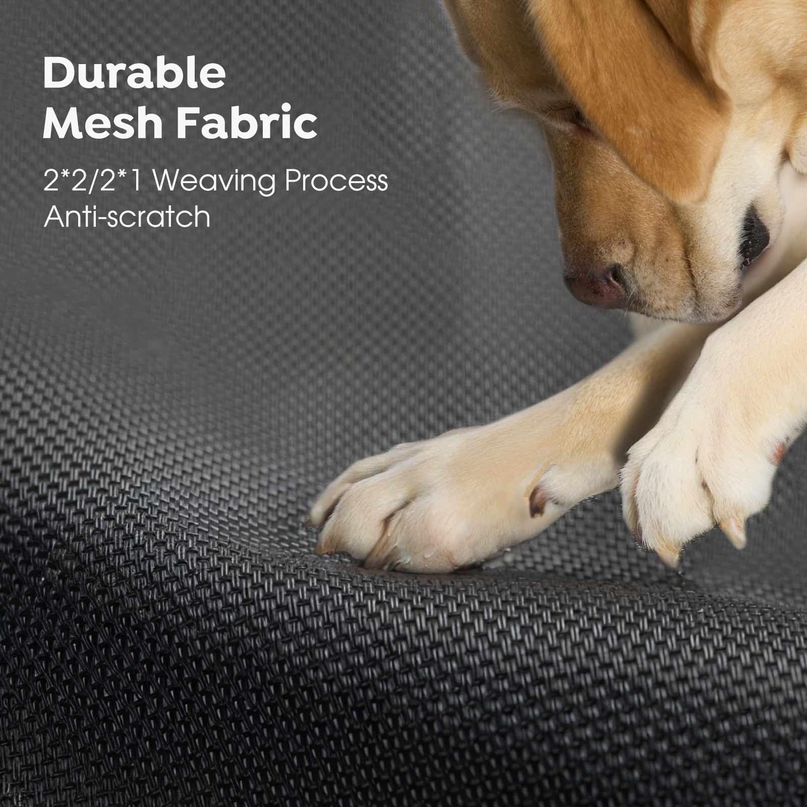 Veehoo outdoor elevated dog bed with non-slip feet keeps bed stable on patio.