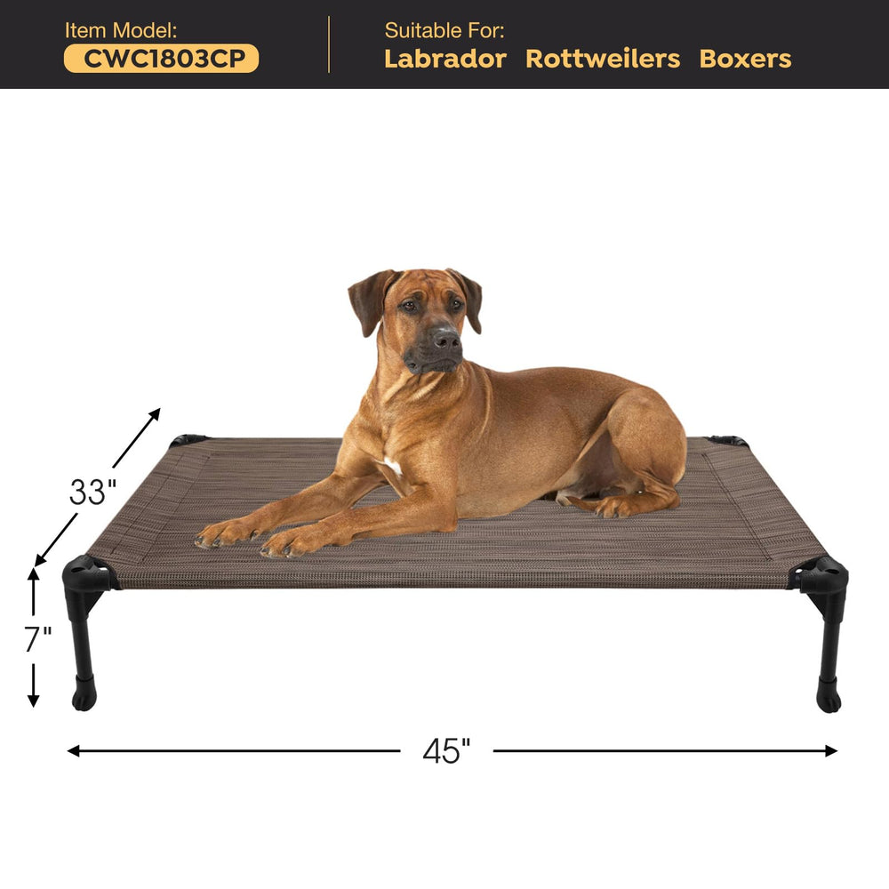 Veehoo replaceable dog mattress and powder-coated steel frame extend product lifespan in any setting