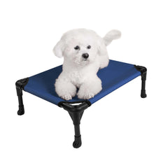 Veehoo outdoor elevated dog bed small blue keeps small dogs cool off the ground