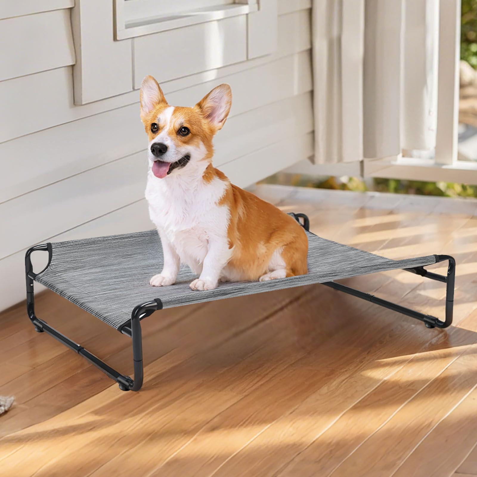 Veehoo portable outdoor dog bed ready for patios and travel adventures.