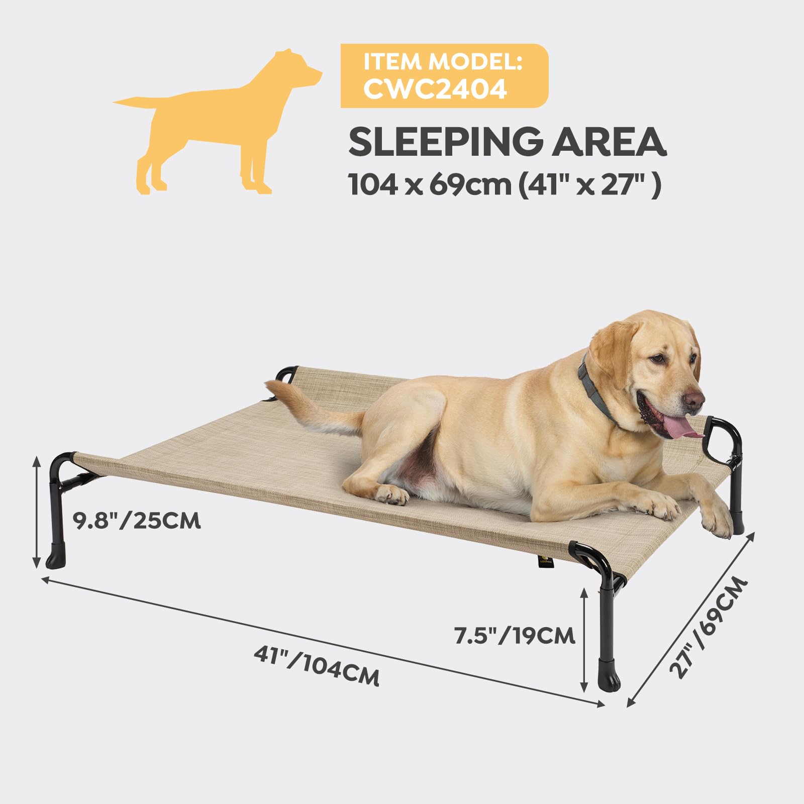 Veehoo raised dog bed with upgraded non-slip feet stays in place.